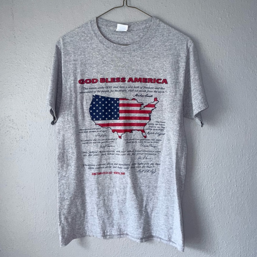 God Bless America Famous quotes 4th of July Patriotic Small Vintage T-Shirt Grey